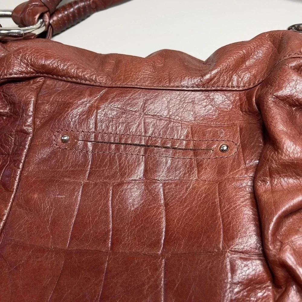 B. MAKOWSKY  | CROC LEATHER SATCHEL BOHO SHOULDER BAG - Picture 12 of 14